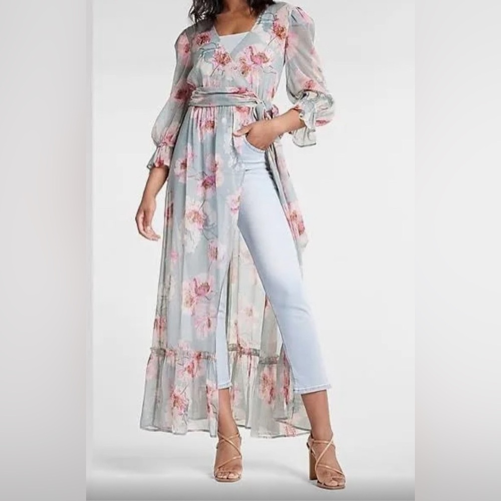 Express sheer wrap dress
